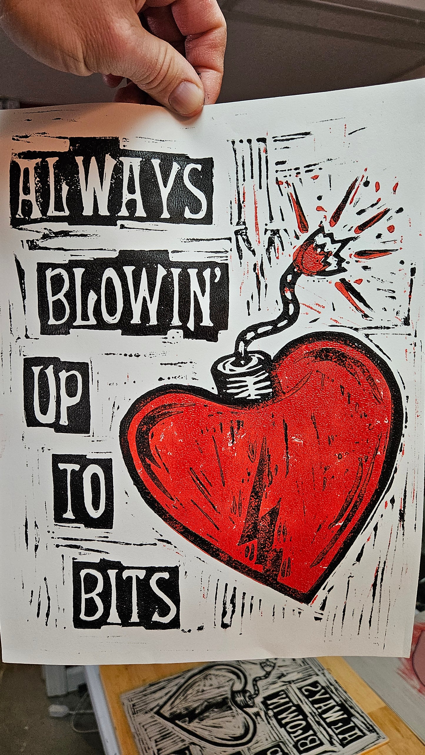 Blowin' Up to Bits Block Print (9x12in)