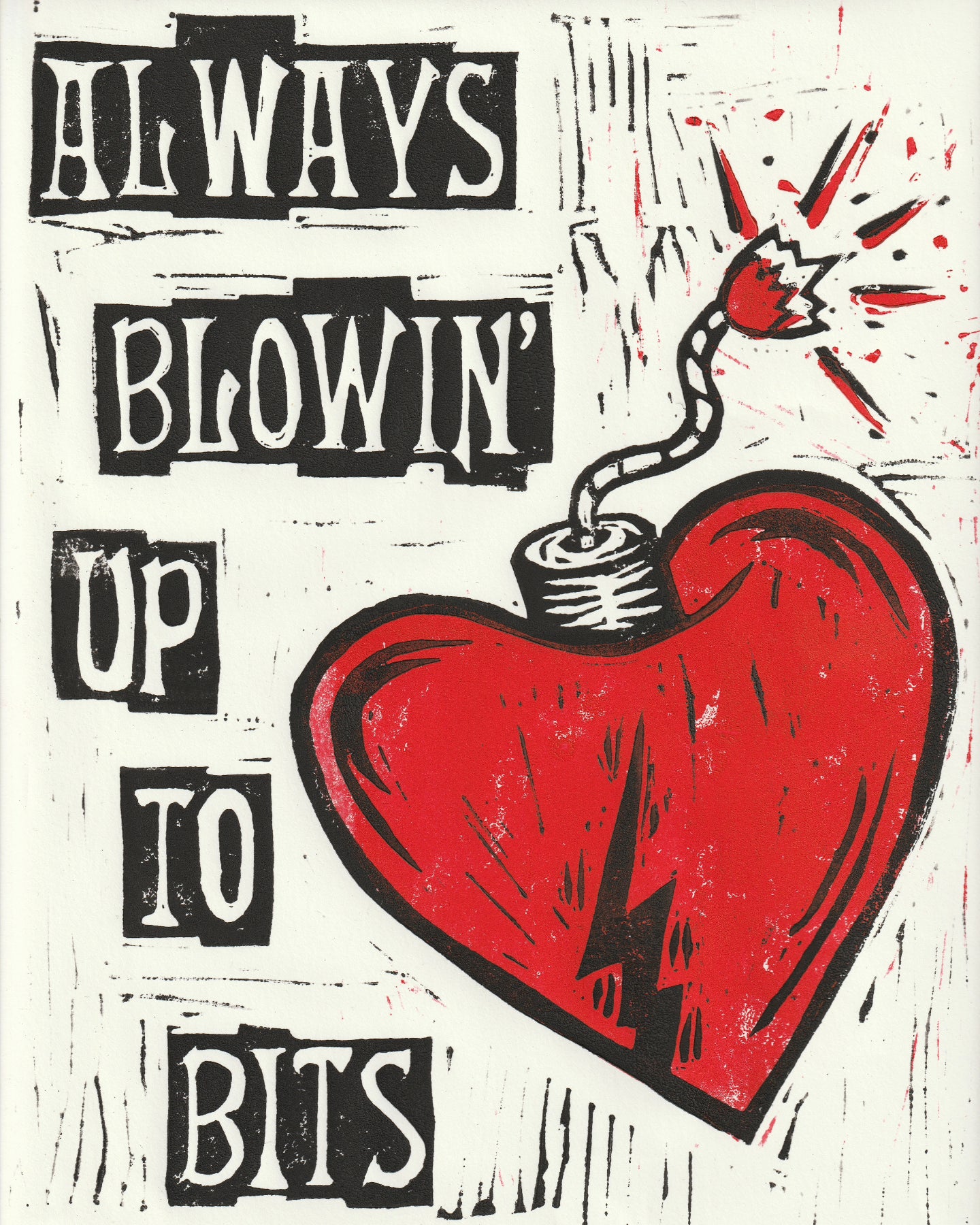 Blowin' Up to Bits Block Print (9x12in)