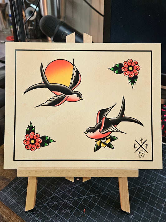 Sunset Swallows 8x10 Print