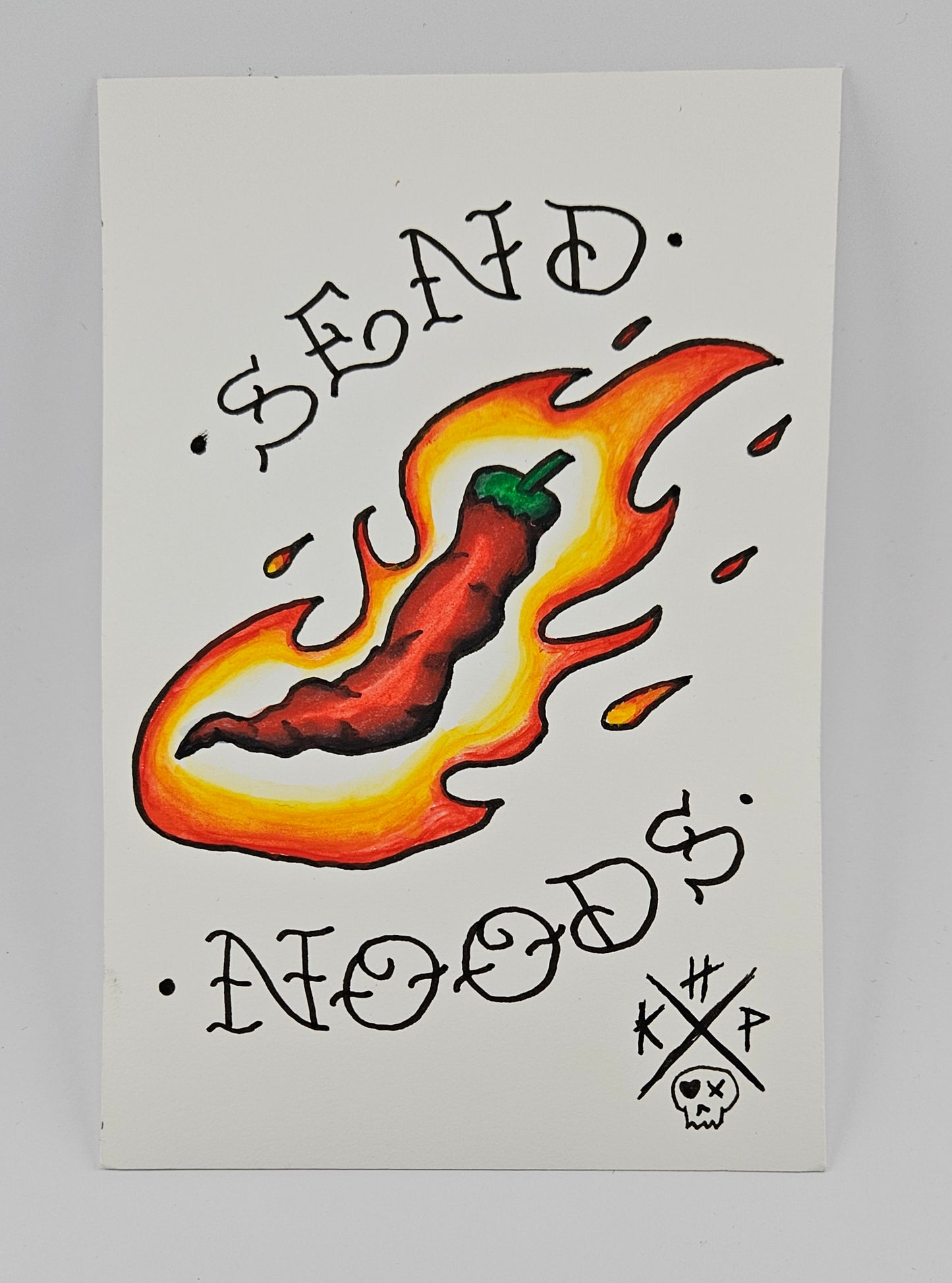 "Send Noods" 4x6 Original