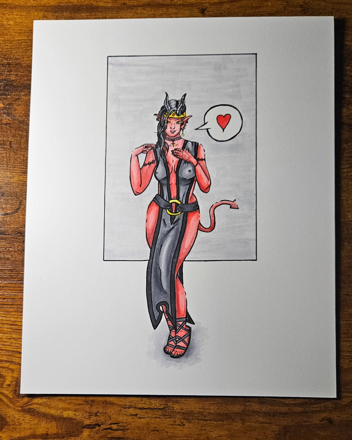 Tiefling Pin-up Original (8x10in)