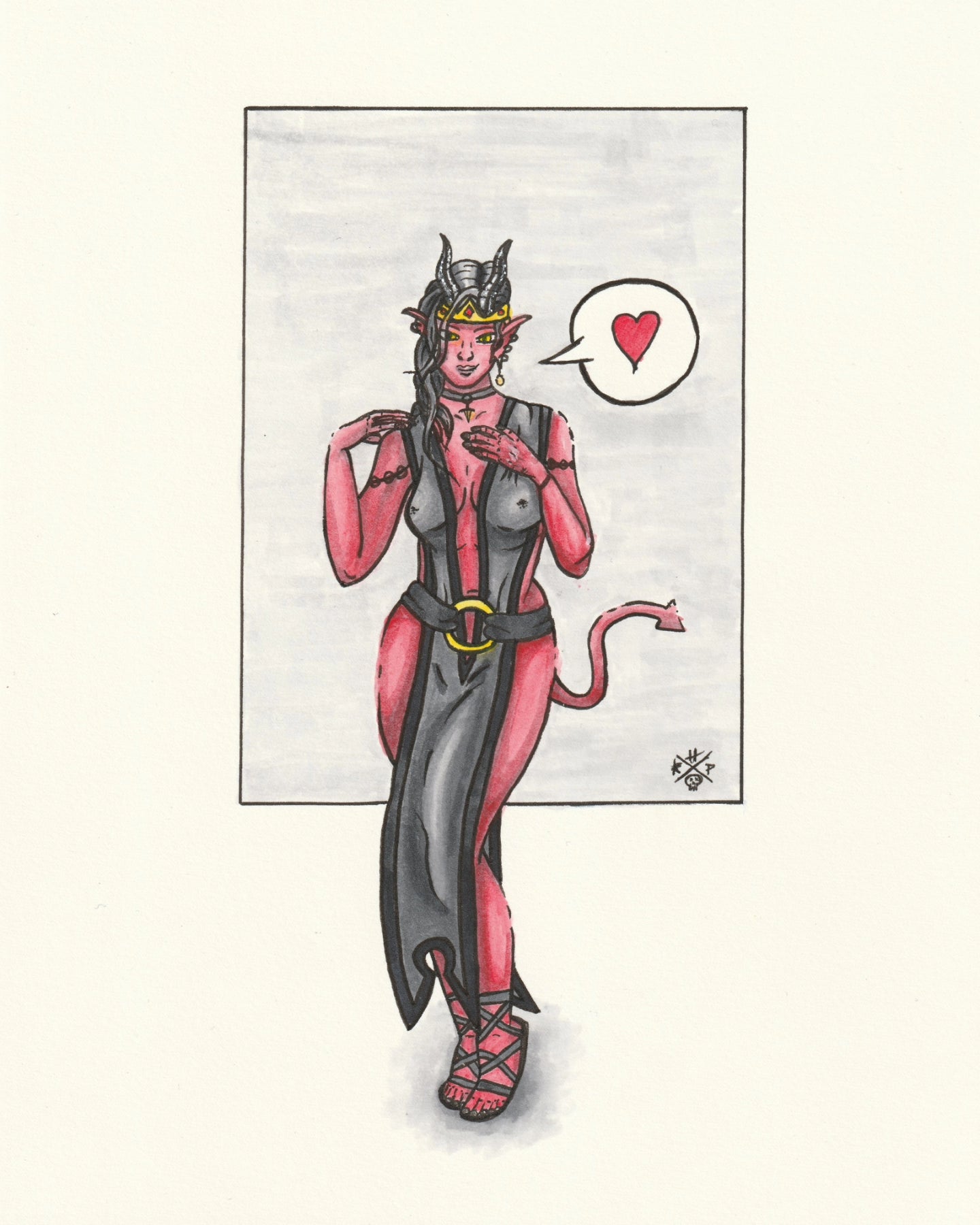 Tiefling Pin-up Original (8x10in)