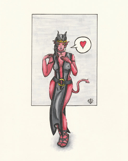 Tiefling Pin-up Original (8x10in)